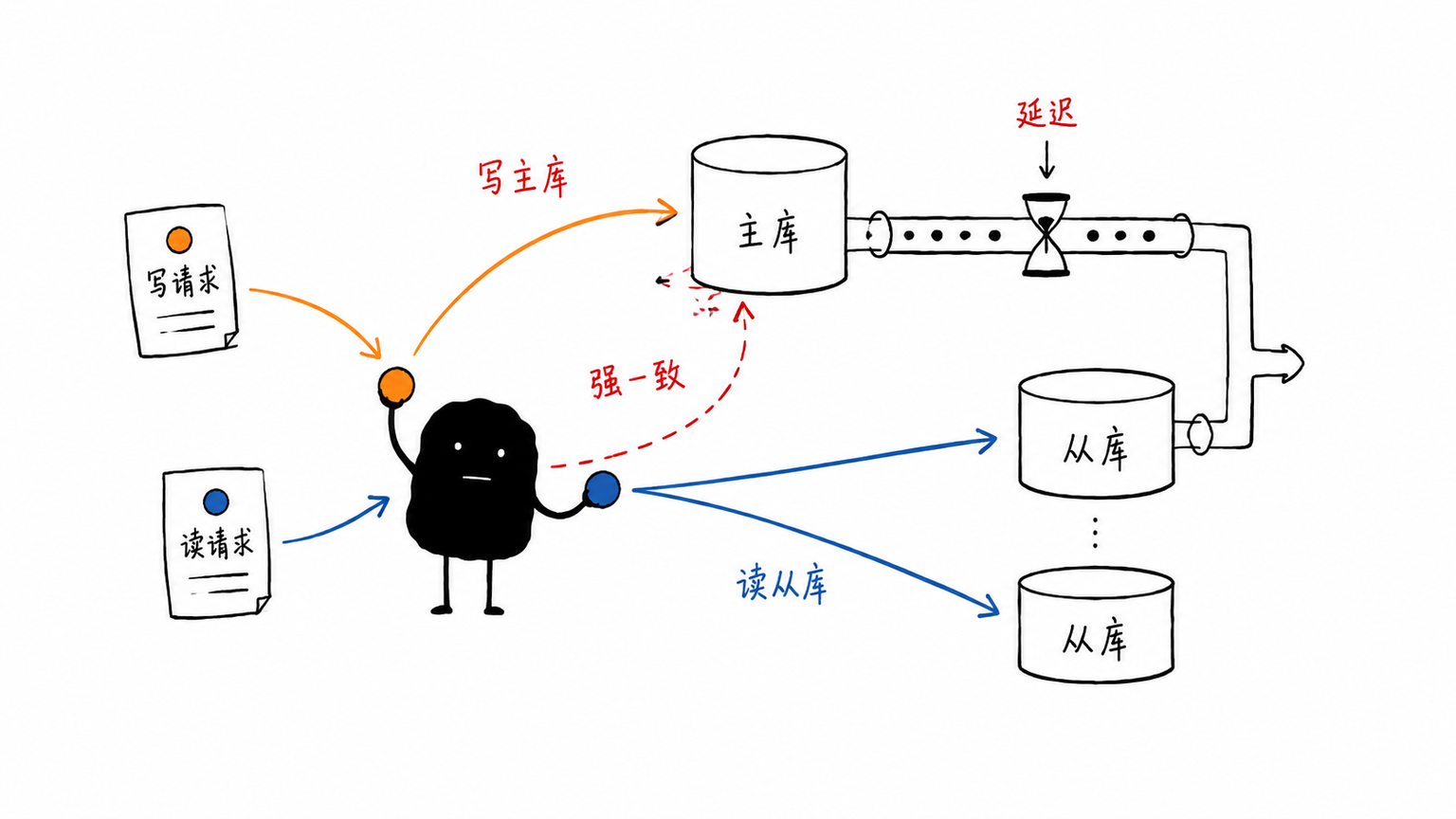 读写分离要处理复制延迟和请求路由