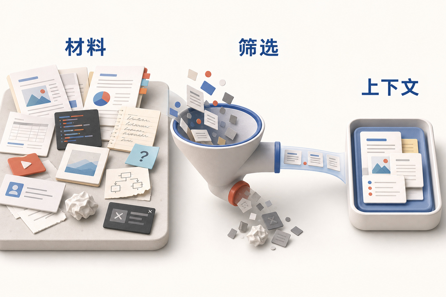 AIOps 概念图：上下文筛选漏斗