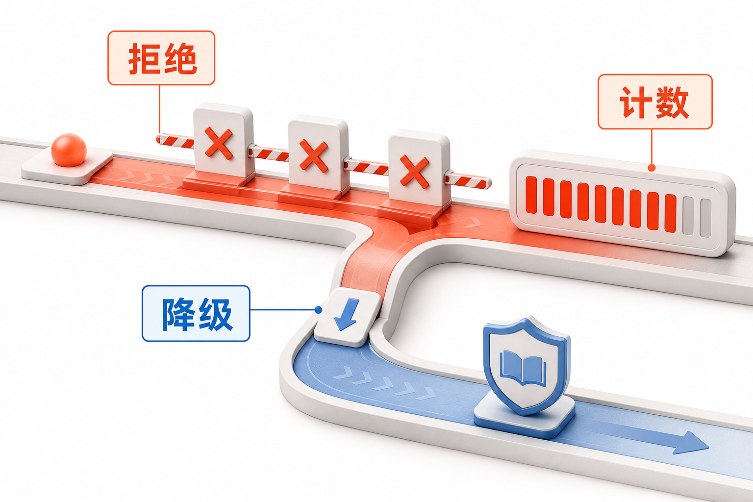 AIOps 概念图：连续拒绝后降级