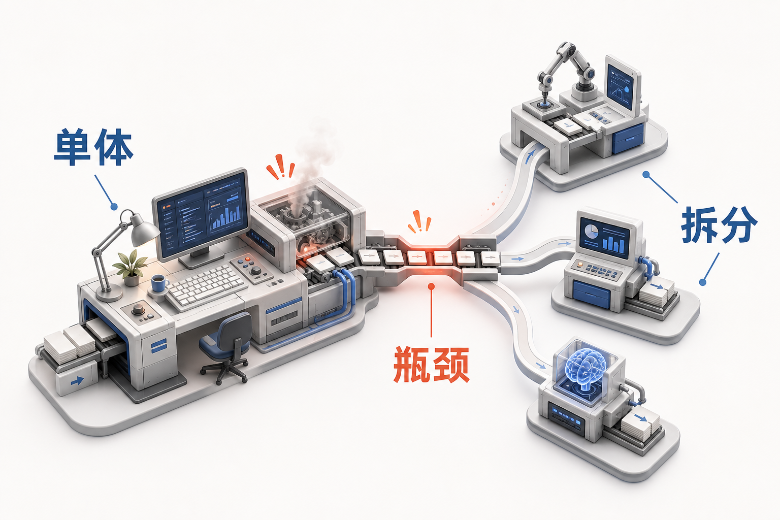 AIOps 概念图：先单后多