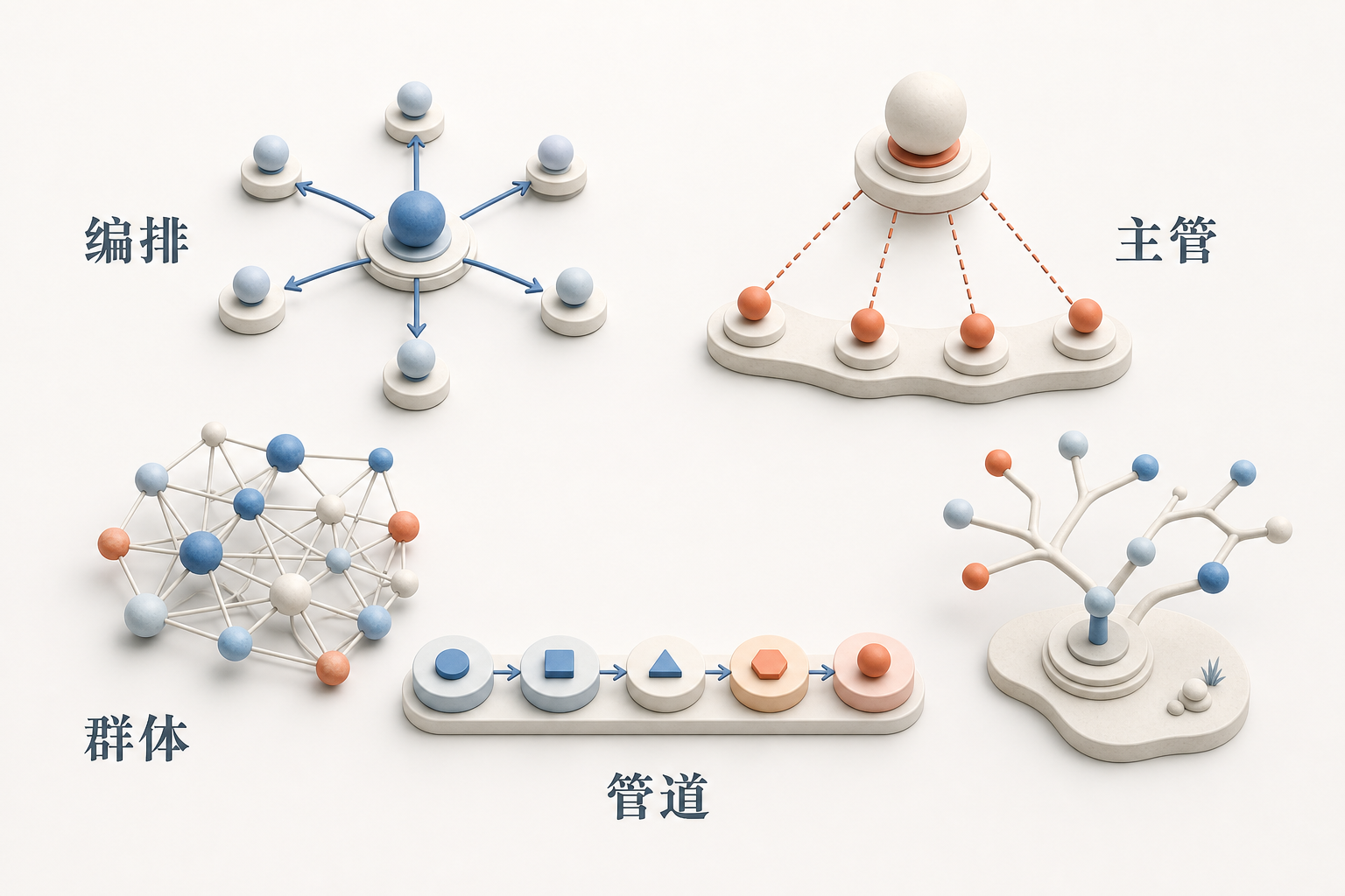AIOps 概念图：五种编排模式